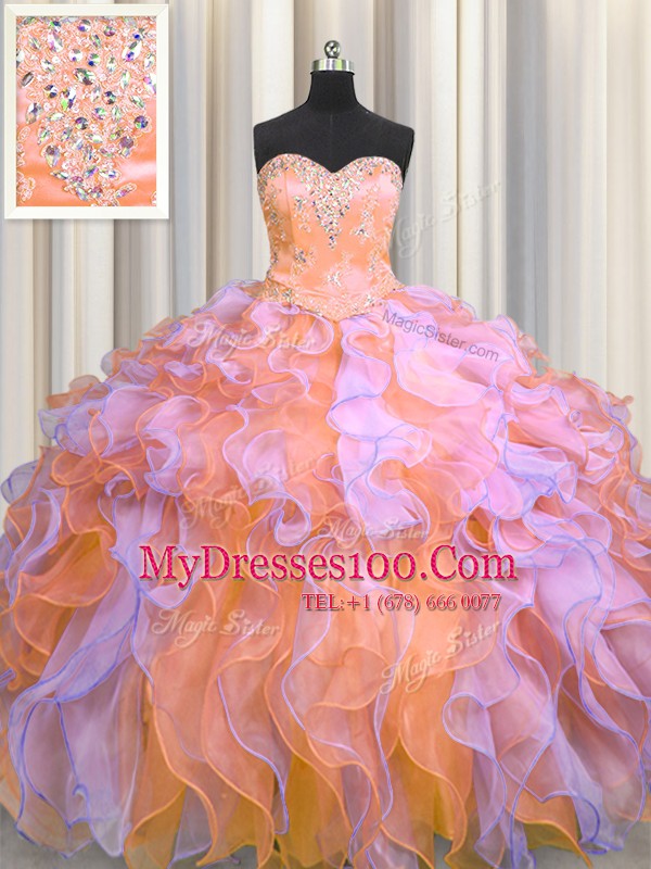 Floor Length Ball Gowns Sleeveless Multi-color Sweet 16 Dress Lace Up