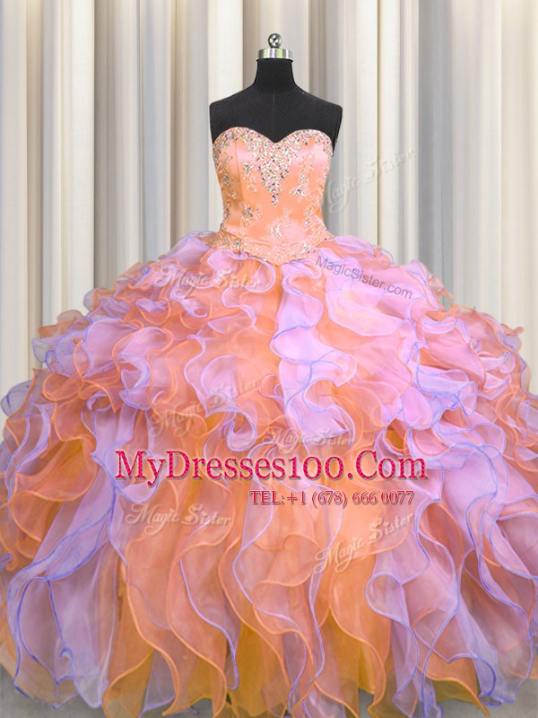 Floor Length Ball Gowns Sleeveless Multi-color Sweet 16 Dress Lace Up