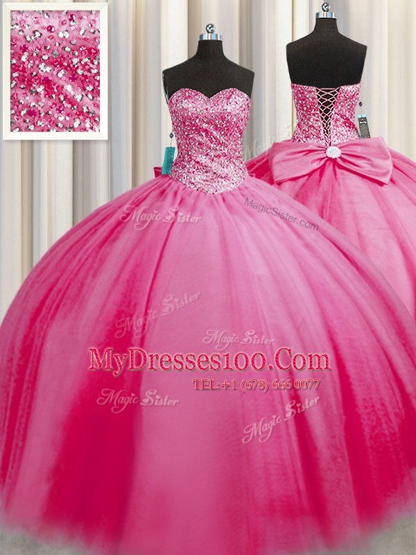 Big Puffy Sweetheart Sleeveless Tulle Vestidos de Quinceanera Beading Lace Up