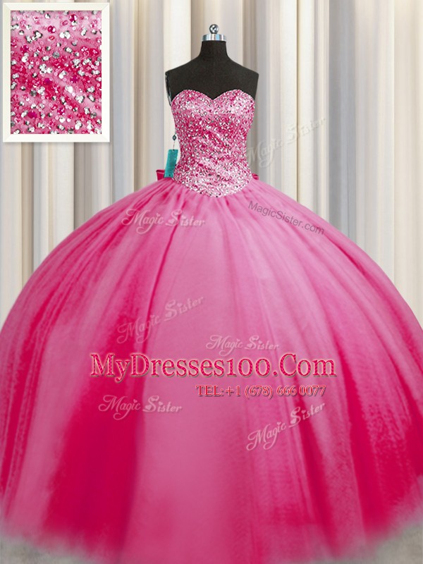 Big Puffy Sweetheart Sleeveless Tulle Vestidos de Quinceanera Beading Lace Up