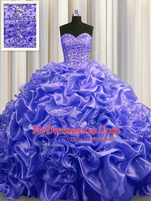 Charming Sleeveless Court Train Lace Up With Train Beading and Pick Ups Quinceanera Dresses