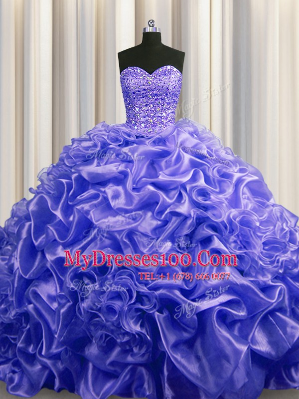 Charming Sleeveless Court Train Lace Up With Train Beading and Pick Ups Quinceanera Dresses