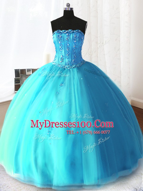 Sleeveless Lace Up Floor Length Beading and Appliques Ball Gown Prom Dress