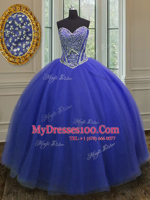 Pretty Sleeveless Beading Lace Up Quinceanera Gown