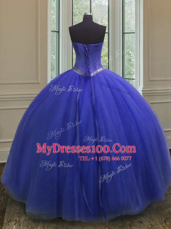 Pretty Sleeveless Beading Lace Up Quinceanera Gown