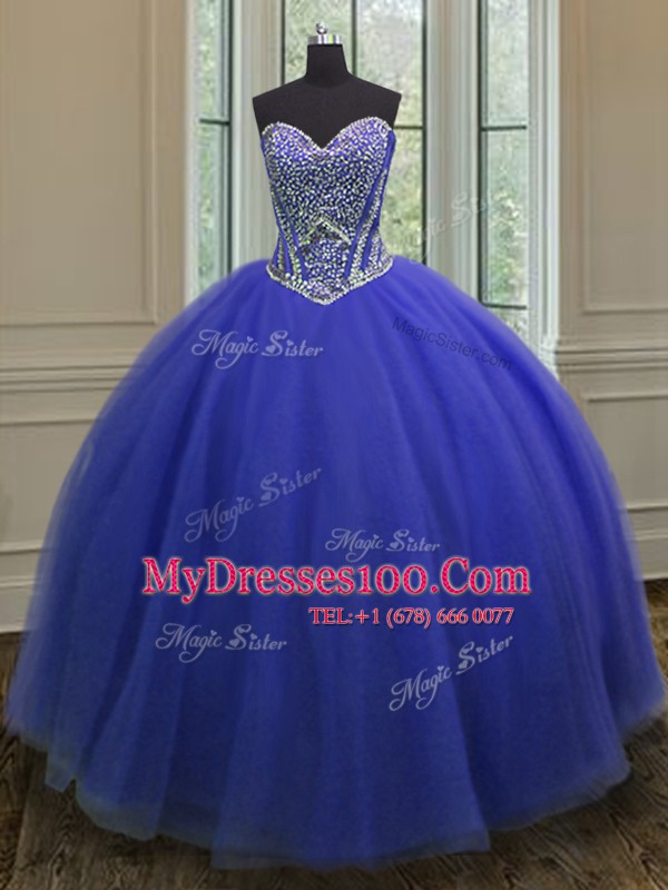 Pretty Sleeveless Beading Lace Up Quinceanera Gown