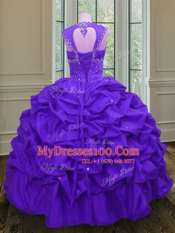 Dynamic Pick Ups Floor Length Eggplant Purple Vestidos de Quinceanera Straps Sleeveless Lace Up