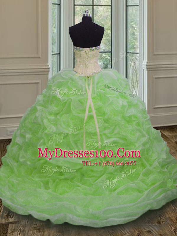 Simple Beading Vestidos de Quinceanera Lace Up Sleeveless Sweep Train