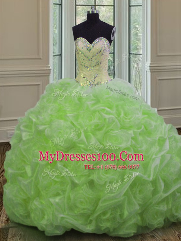 Simple Beading Vestidos de Quinceanera Lace Up Sleeveless Sweep Train