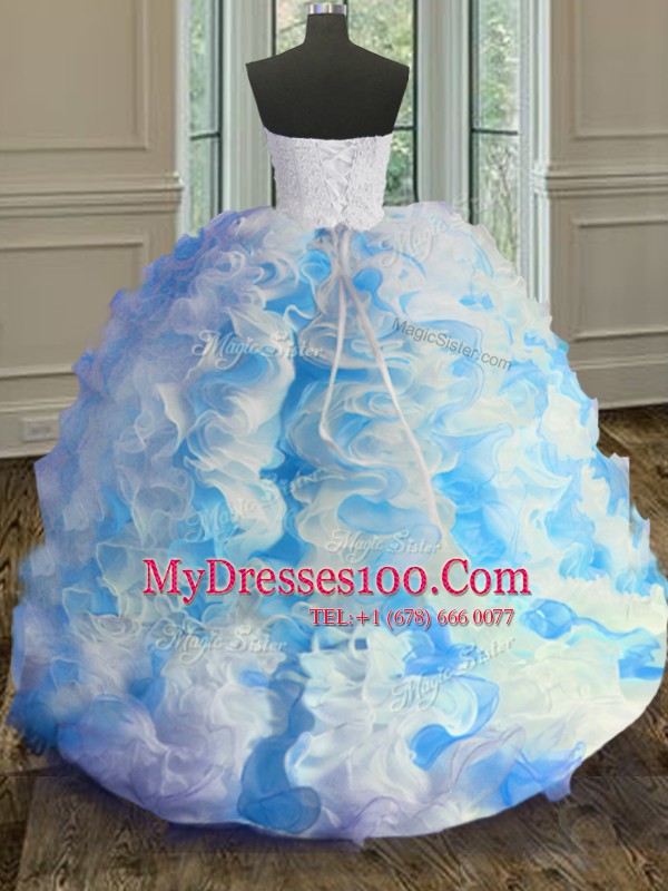 Graceful Sweetheart Sleeveless Organza Quinceanera Dresses Beading and Ruffles Lace Up