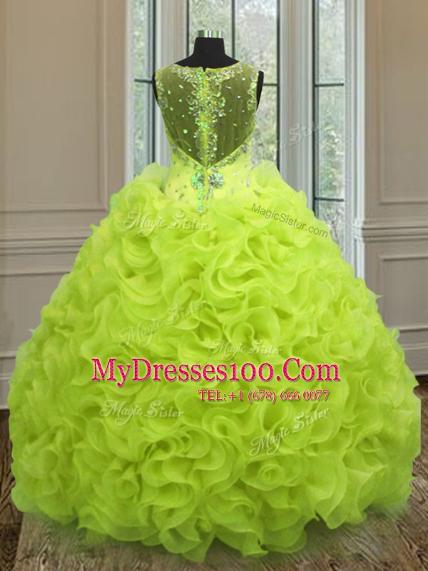 Straps Sleeveless Beading and Ruffles Zipper Sweet 16 Dress
