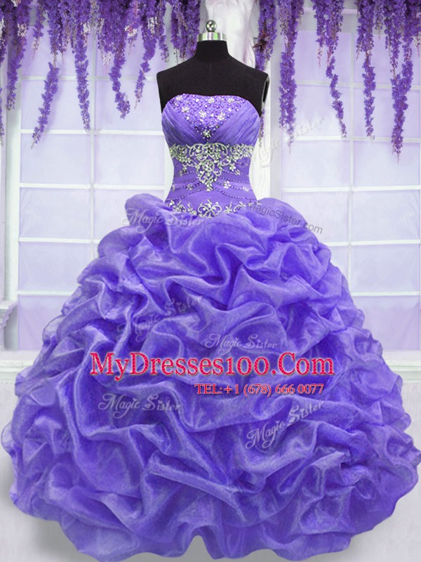 Sleeveless Beading Lace Up Quinceanera Dress