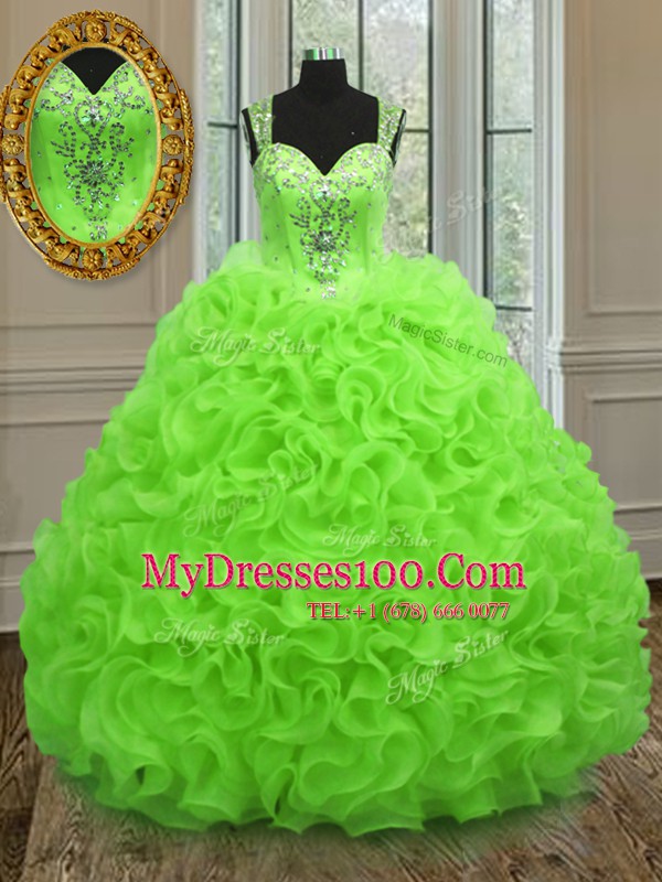 Glorious Sleeveless Organza Zipper Vestidos de Quinceanera for Military Ball and Sweet 16 and Quinceanera