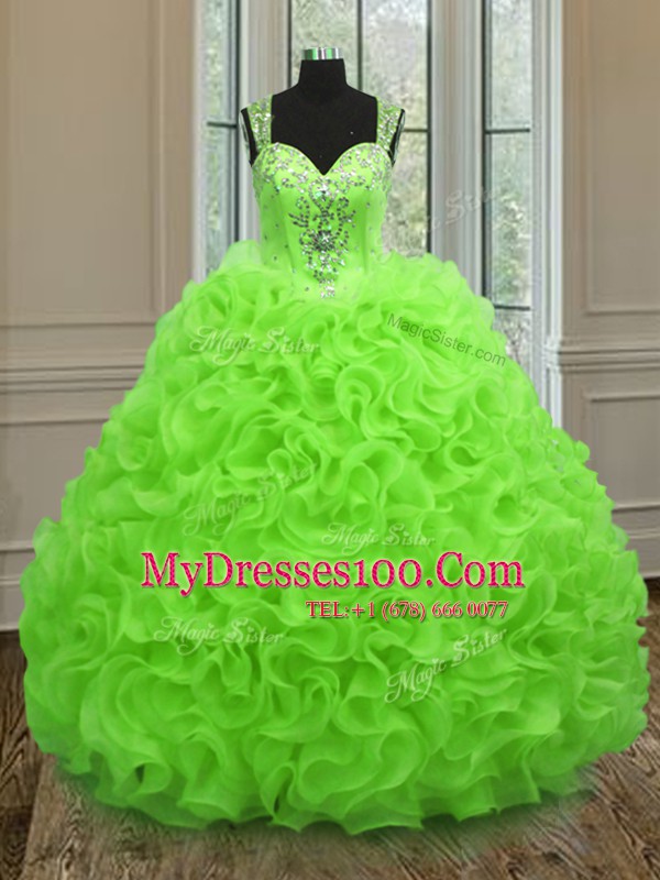 Glorious Sleeveless Organza Zipper Vestidos de Quinceanera for Military Ball and Sweet 16 and Quinceanera