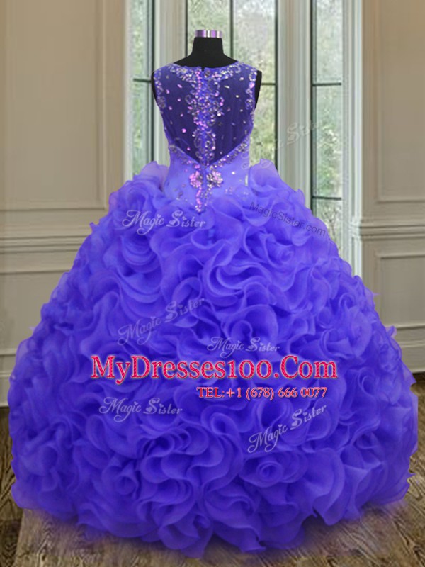 Straps Floor Length Ball Gowns Sleeveless Purple Quinceanera Dress Zipper