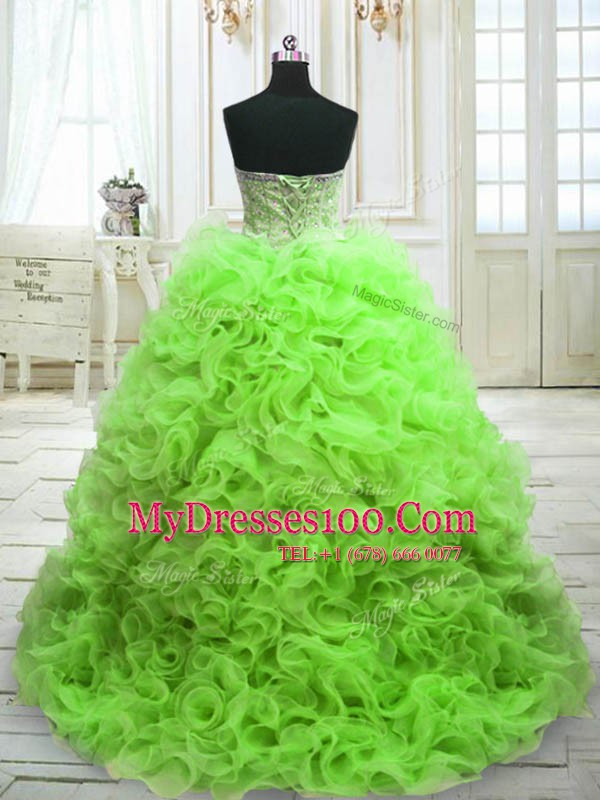 Quince Ball Gowns Military Ball and Sweet 16 and Quinceanera and For with Beading and Ruffles Sweetheart Sleeveless Sweep Train Lace Up