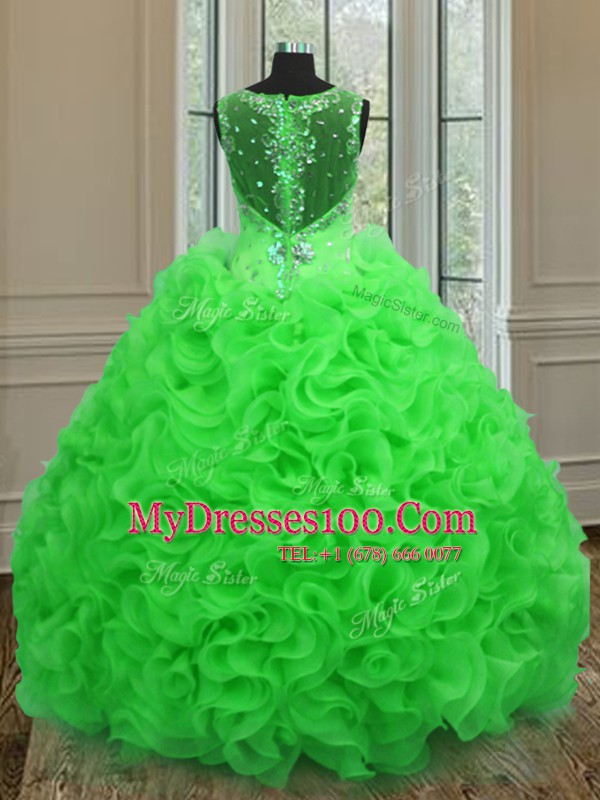Sumptuous Straps Sleeveless Organza Zipper Quince Ball Gowns for Military Ball and Sweet 16 and Quinceanera
