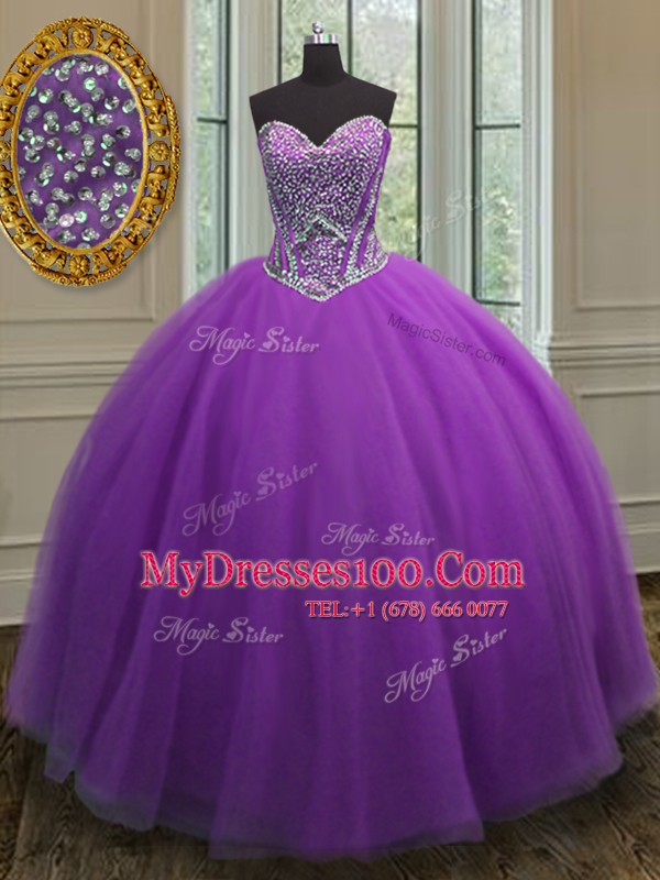 Beauteous Sleeveless Lace Up Floor Length Beading Sweet 16 Dress