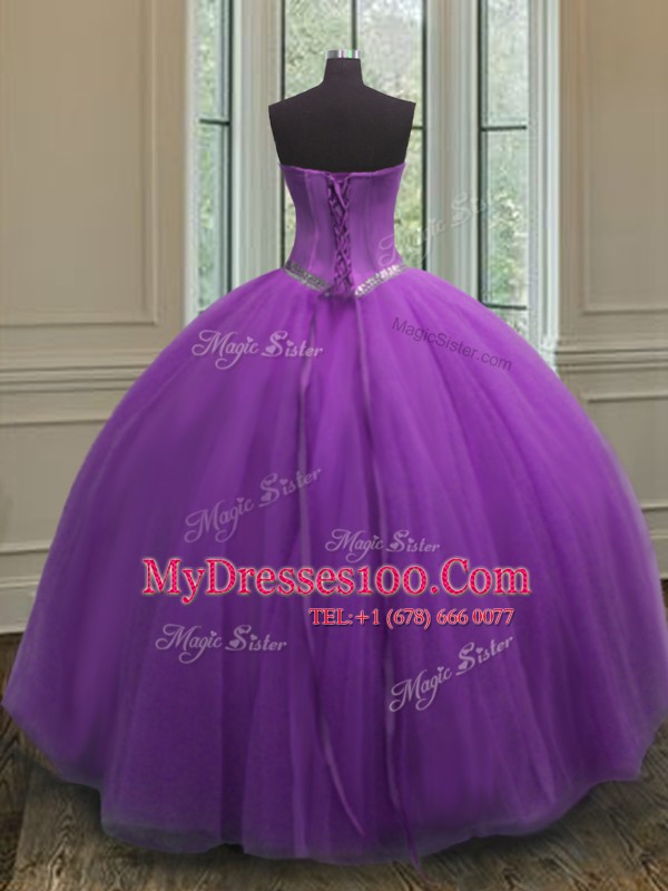 Beauteous Sleeveless Lace Up Floor Length Beading Sweet 16 Dress