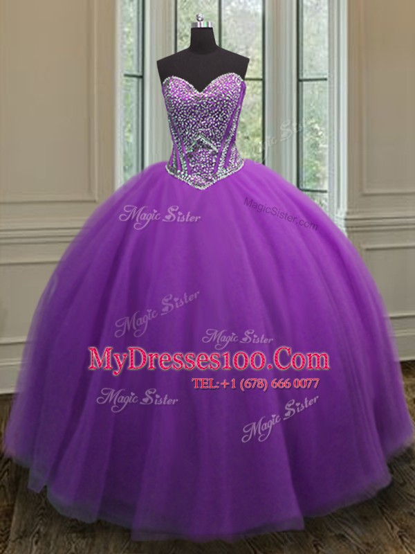 Beauteous Sleeveless Lace Up Floor Length Beading Sweet 16 Dress