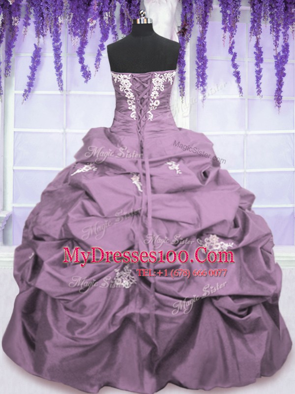 Sleeveless Appliques and Ruching and Pick Ups Lace Up Sweet 16 Dresses