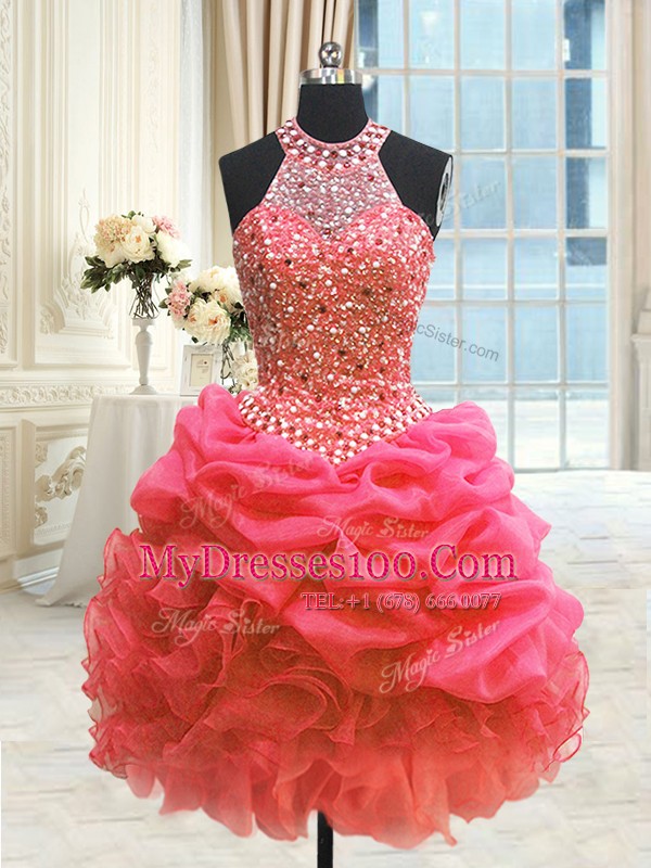Top Selling Three Piece Sleeveless Lace Up Floor Length Beading and Pick Ups Sweet 16 Quinceanera Dress