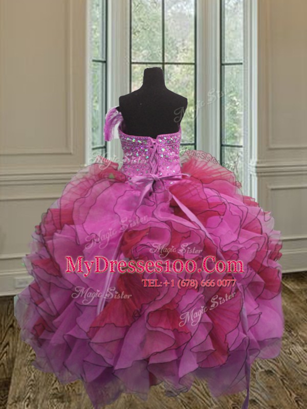 Ball Gowns Sweet 16 Quinceanera Dress Multi-color Strapless Organza Sleeveless Floor Length Lace Up