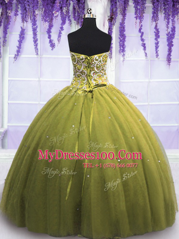 Adorable Sweetheart Sleeveless Tulle Quince Ball Gowns Beading and Appliques Lace Up