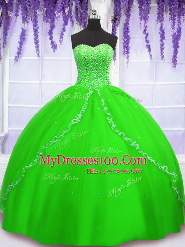 Exquisite Ball Gowns Quinceanera Gowns Sweetheart Tulle Sleeveless Floor Length Lace Up