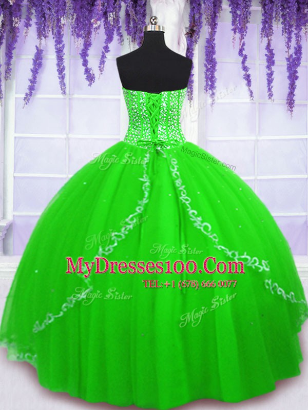 Exquisite Ball Gowns Quinceanera Gowns Sweetheart Tulle Sleeveless Floor Length Lace Up