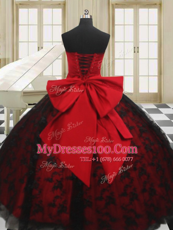 Adorable Floor Length Ball Gowns Sleeveless Red Sweet 16 Quinceanera Dress Lace Up