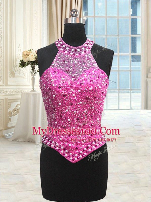 Discount Three Piece Floor Length Lace Up Quinceanera Gown Hot Pink for Military Ball and Sweet 16 and Quinceanera with Beading and Pick Ups