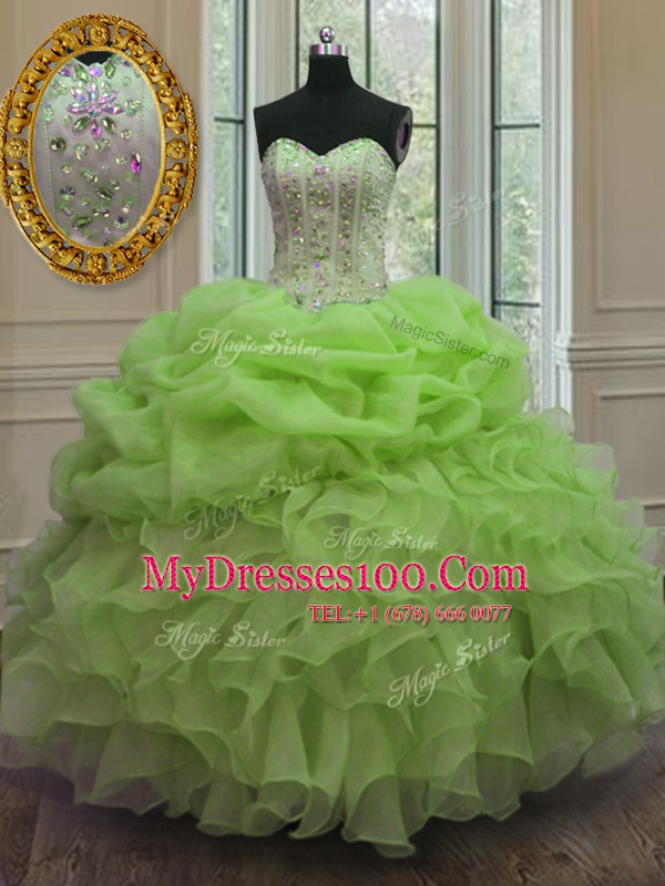 Customized Pick Ups Floor Length Ball Gowns Sleeveless Quinceanera Dress Lace Up