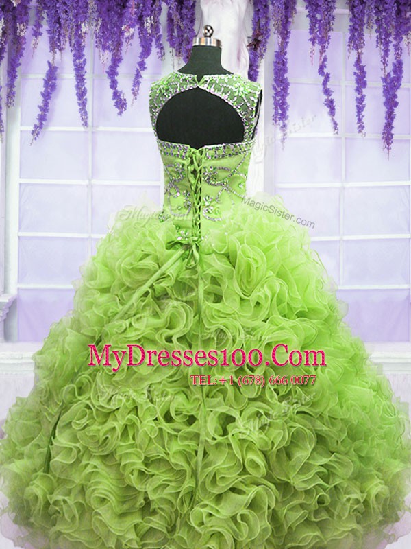 Ball Gowns Quinceanera Gown Scoop Organza Sleeveless Floor Length Lace Up