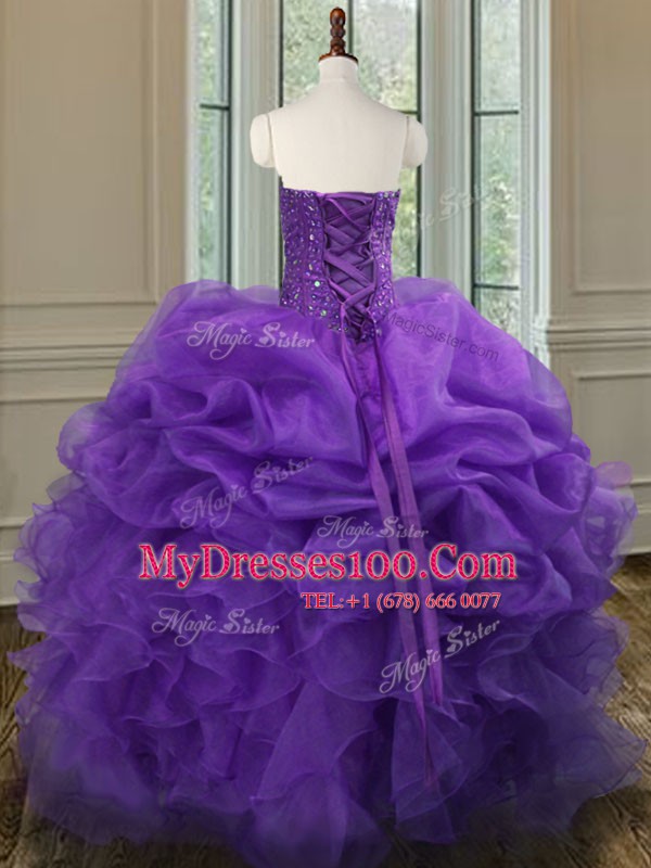 Most Popular Sleeveless Beading and Ruffles Lace Up Quinceanera Gown