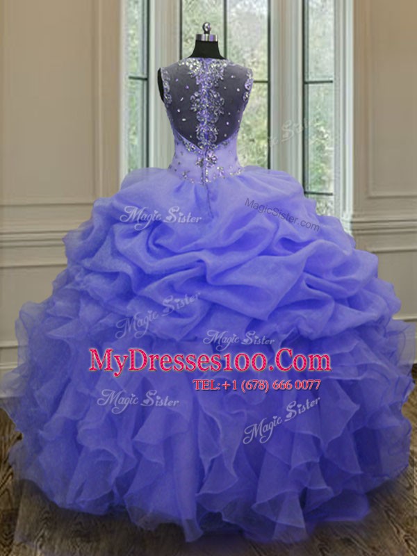 Straps Sleeveless Zipper Floor Length Beading and Ruffles Ball Gown Prom Dress