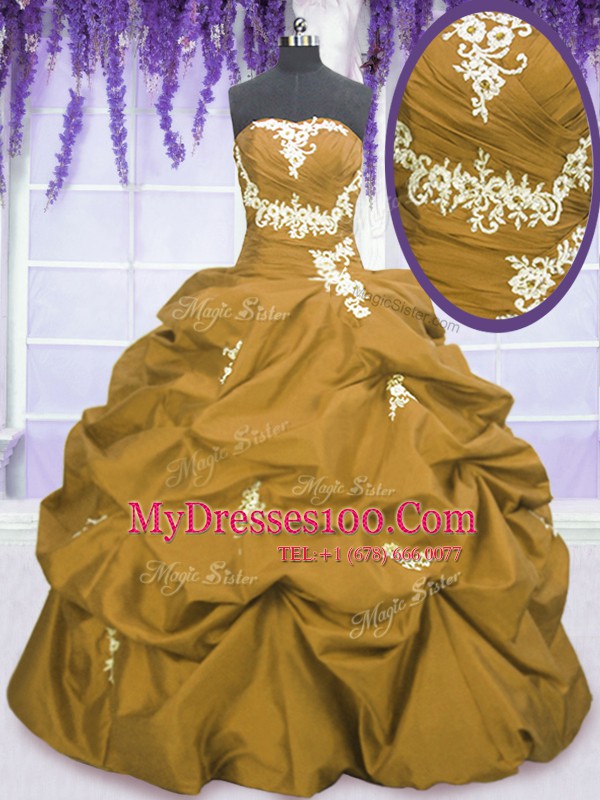 Sleeveless Appliques and Pick Ups Lace Up Quinceanera Dress