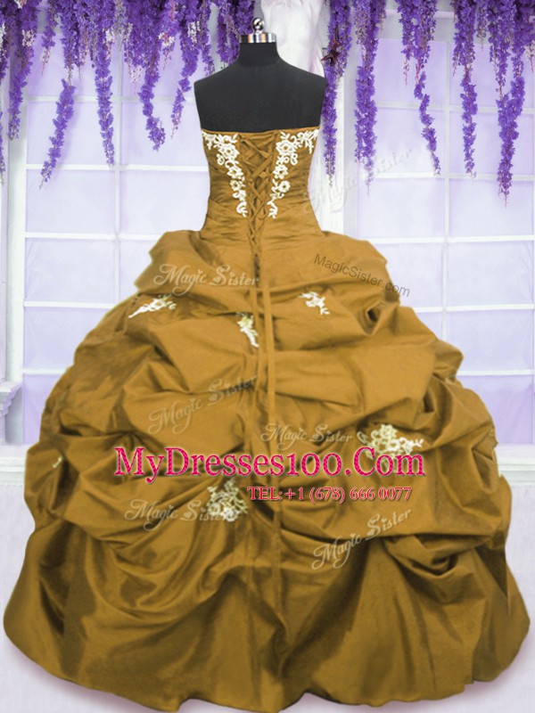 Sleeveless Appliques and Pick Ups Lace Up Quinceanera Dress