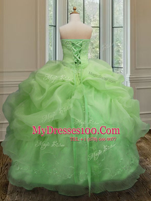 Sleeveless Embroidery and Pick Ups Lace Up 15 Quinceanera Dress