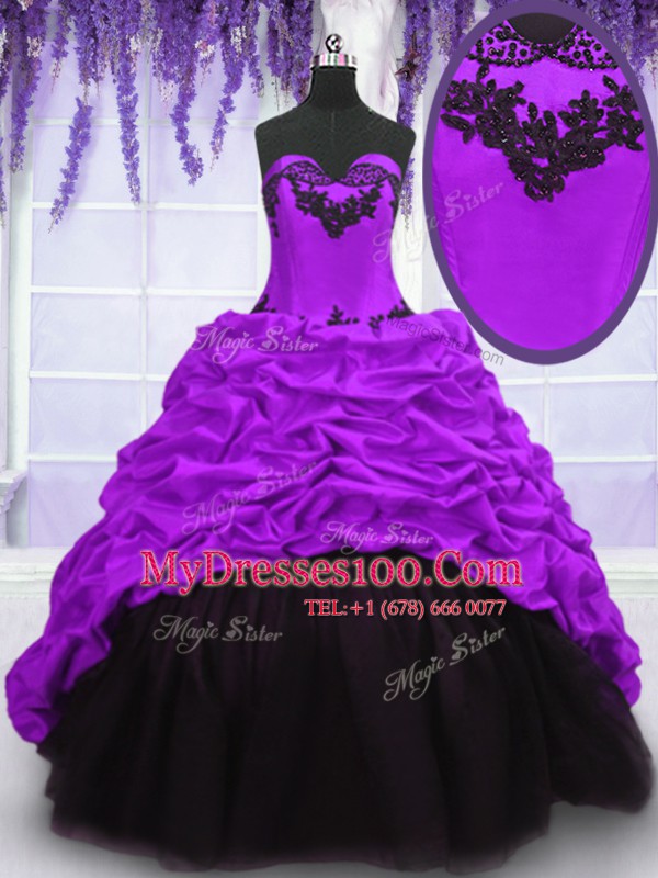 Best Sleeveless Sweep Train Lace Up With Train Appliques and Pick Ups Sweet 16 Dresses