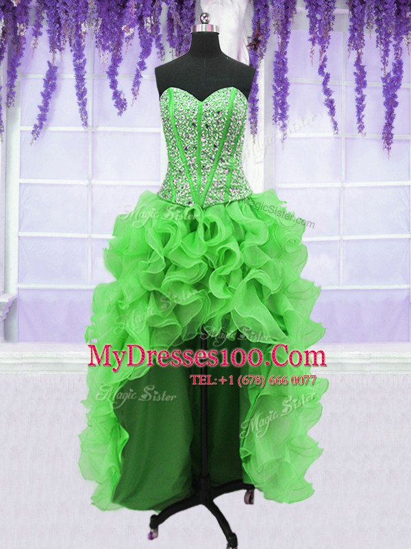 Super Four Piece 15 Quinceanera Dress Military Ball and Sweet 16 and Quinceanera and For with Beading and Ruffles Sweetheart Sleeveless Lace Up