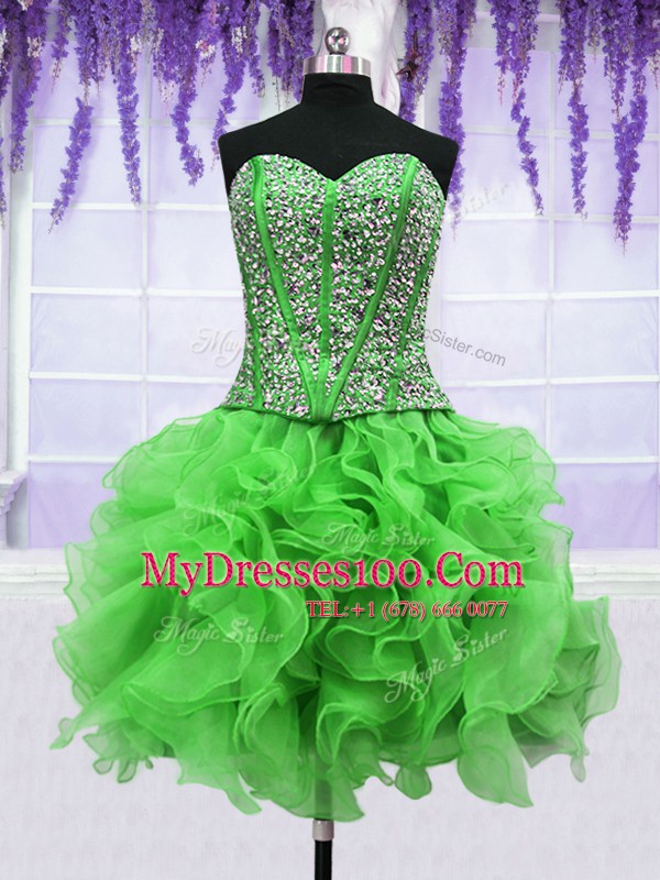 Super Four Piece 15 Quinceanera Dress Military Ball and Sweet 16 and Quinceanera and For with Beading and Ruffles Sweetheart Sleeveless Lace Up