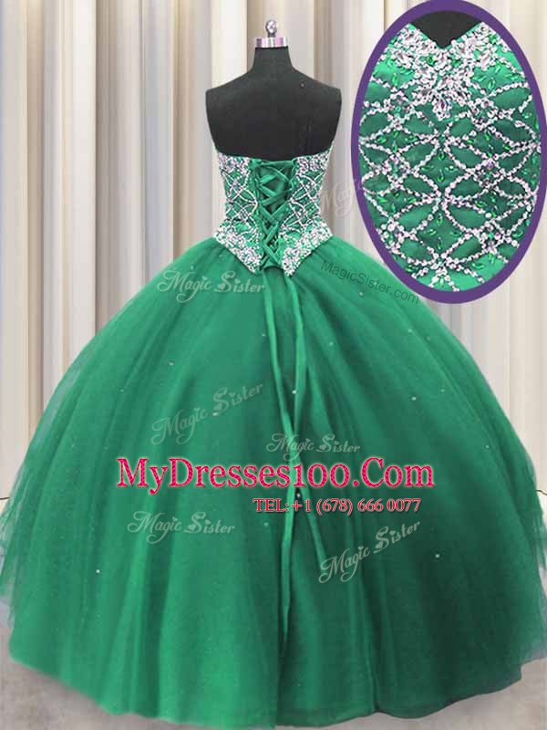 Popular Sleeveless Beading and Sequins Lace Up Quinceanera Dresses