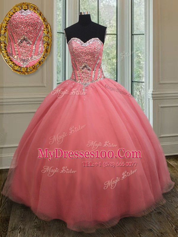 Sweetheart Sleeveless Organza Quince Ball Gowns Beading and Belt Lace Up