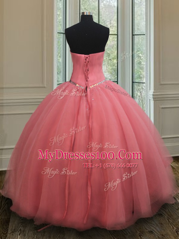 Sweetheart Sleeveless Organza Quince Ball Gowns Beading and Belt Lace Up