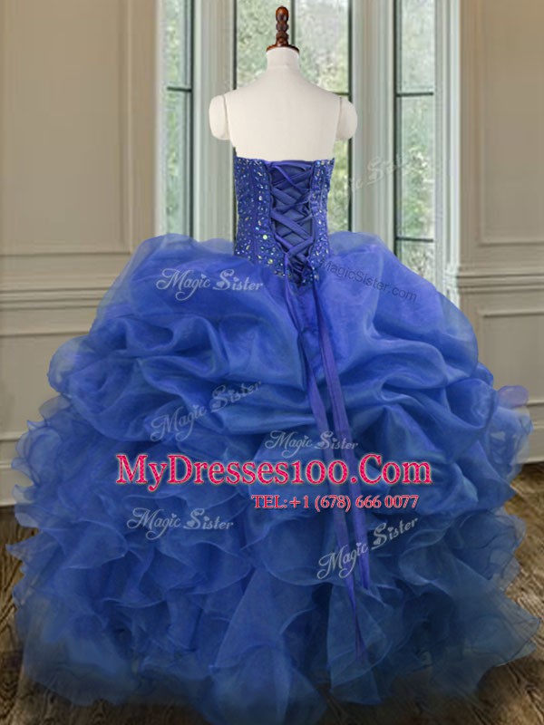Sleeveless Beading and Ruffles Lace Up Sweet 16 Dresses