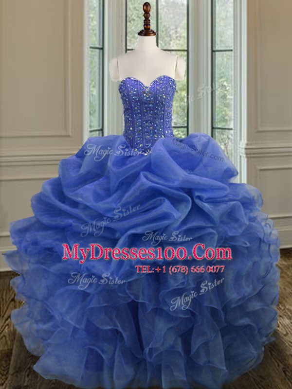 Sleeveless Beading and Ruffles Lace Up Sweet 16 Dresses