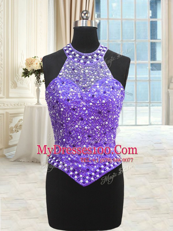 Fantastic Three Piece Eggplant Purple Organza Lace Up Quinceanera Dress Sleeveless Floor Length Beading and Pick Ups