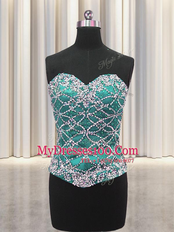 Luxurious Three Piece Sleeveless Lace Up Floor Length Beading and Sequins Sweet 16 Dress