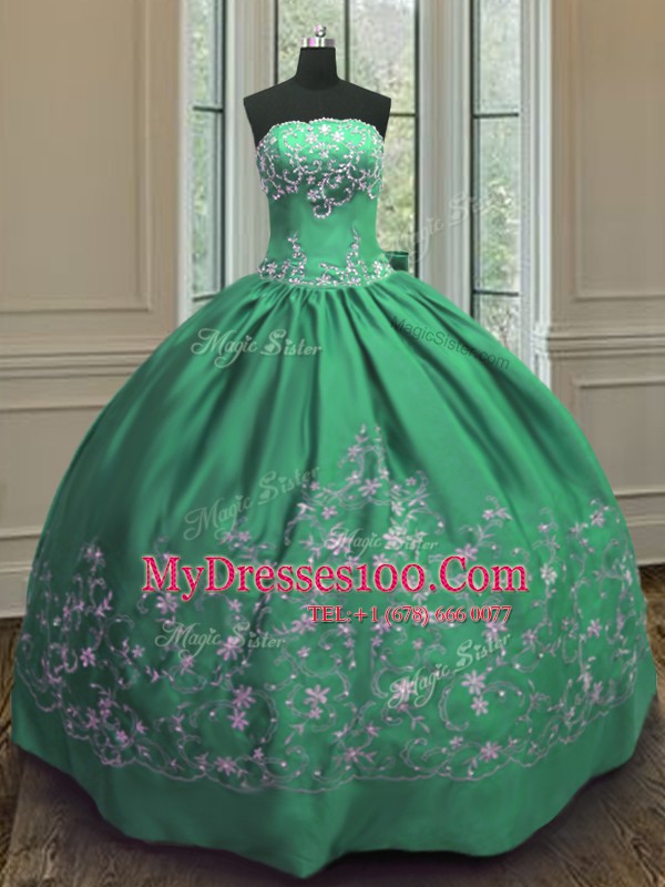 Fantastic Floor Length Ball Gowns Sleeveless Green Quinceanera Gowns Lace Up